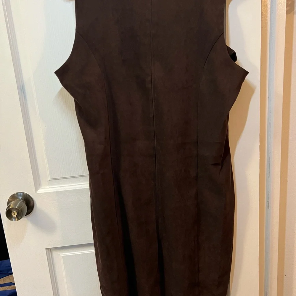 Vintage Faux Suede Midi Dress Sleeveless size 16 - Picture 6 of 9